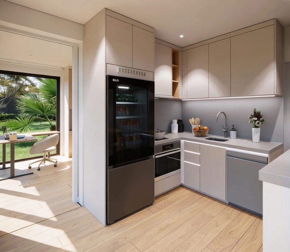 Induction cooktop, smart oven and integrated fridge