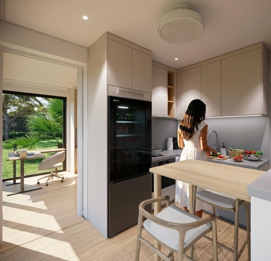 OHOME kitchen — integrated appliances and quartz benchtops